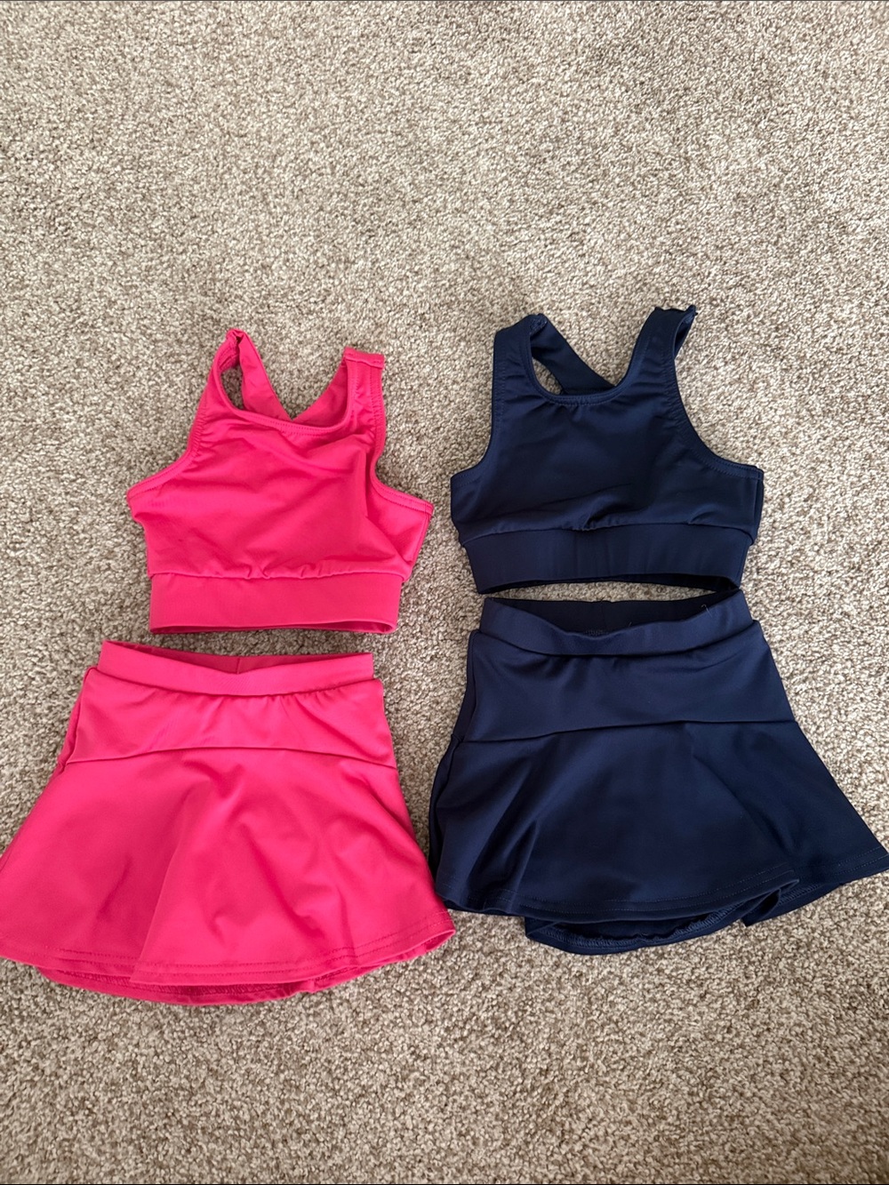 Varsity spirit girls cheer set - Hot Pink and navy. Added black shorts
